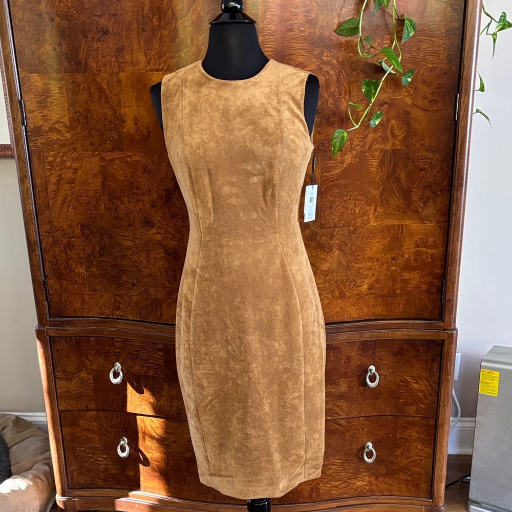 NWT Calvin Klein Tan Suede Dress